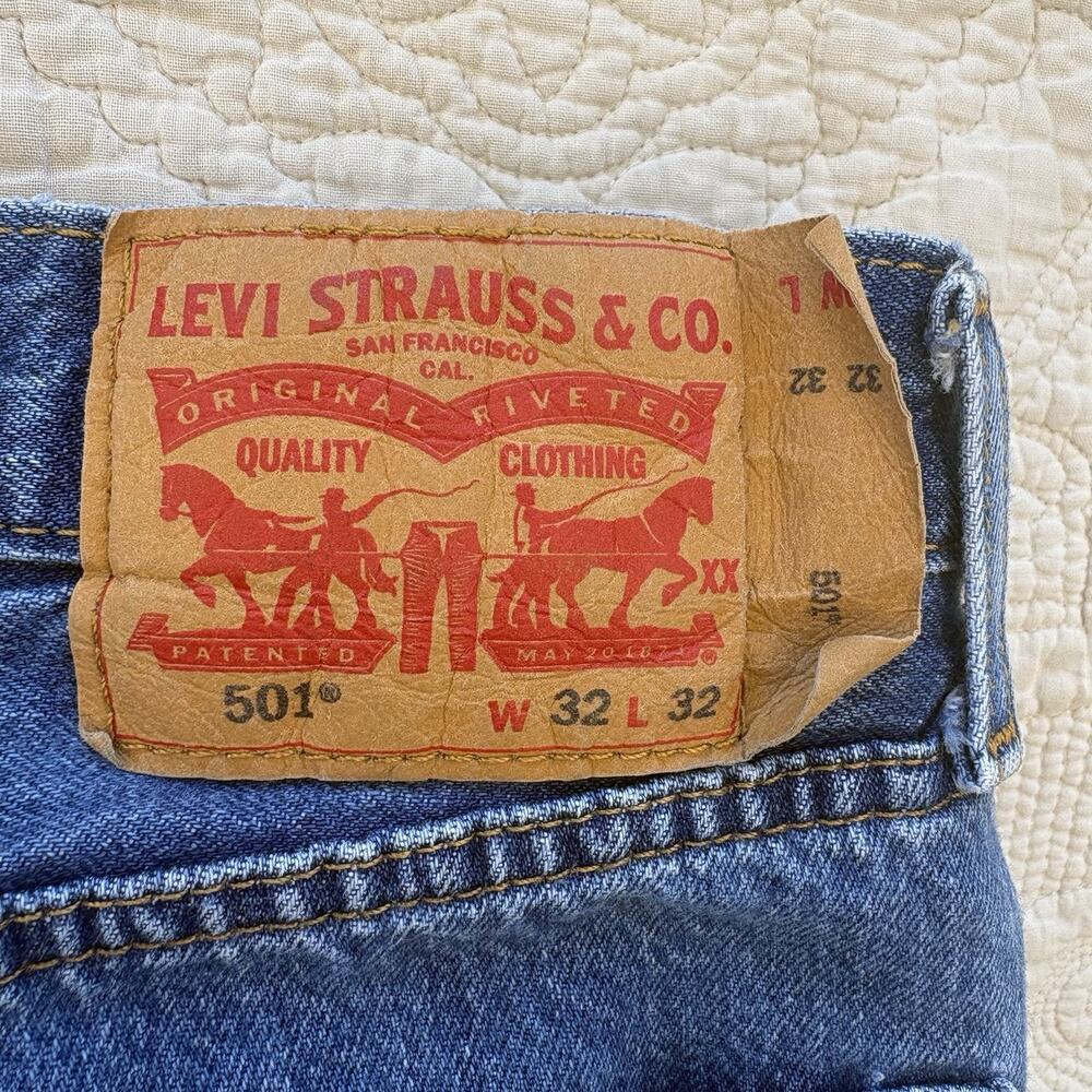 Levi’s 501 Reworked Flair Flare Jeans Denim Size 32x32 Bellbottom Button Fly - Picture 6 of 10